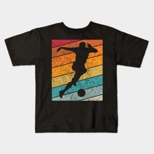 Male Soccer Football Outdoor Sports Retro Sunset Design Kids T-Shirt